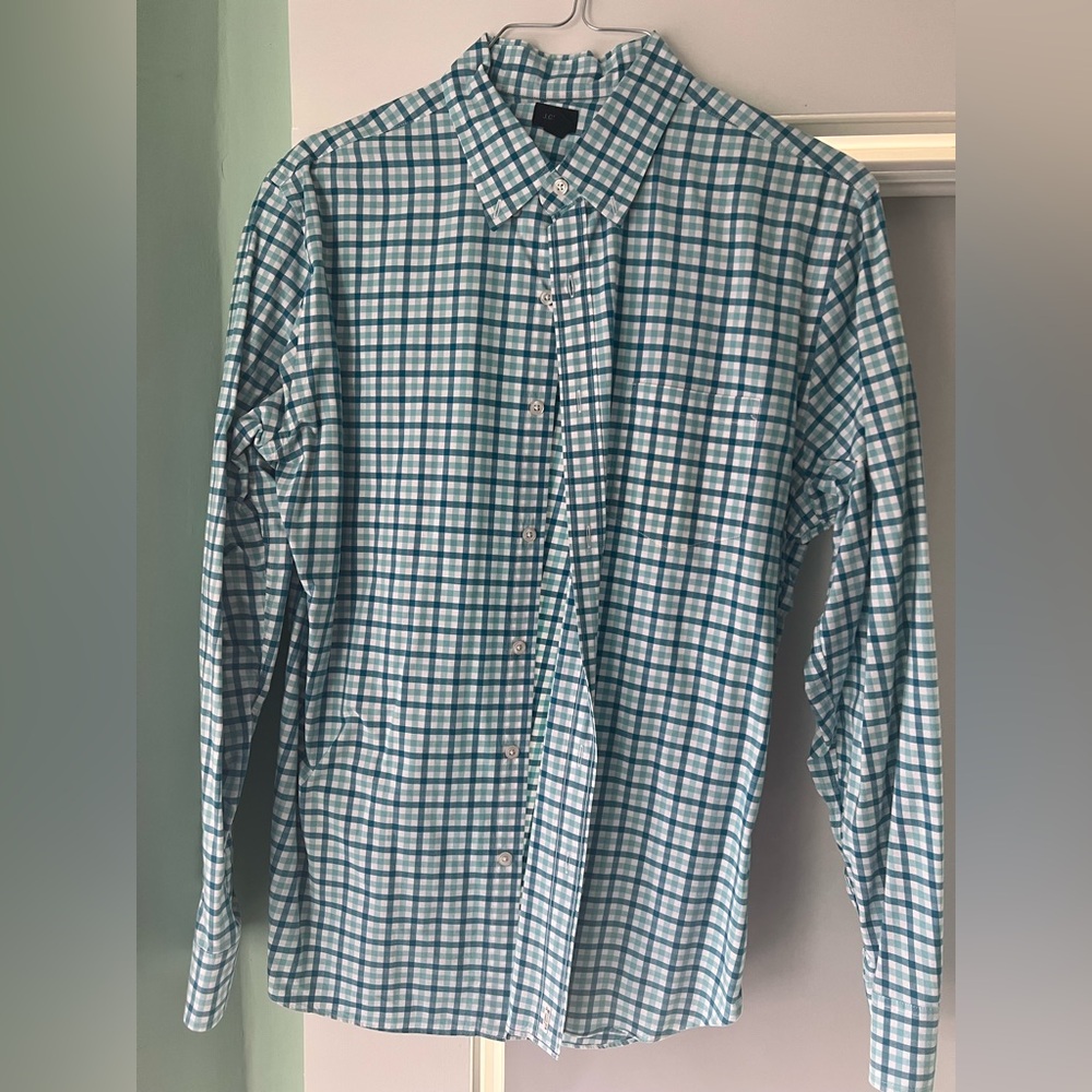 Classic Blue and White Checkered Men's Shirt J. Crew